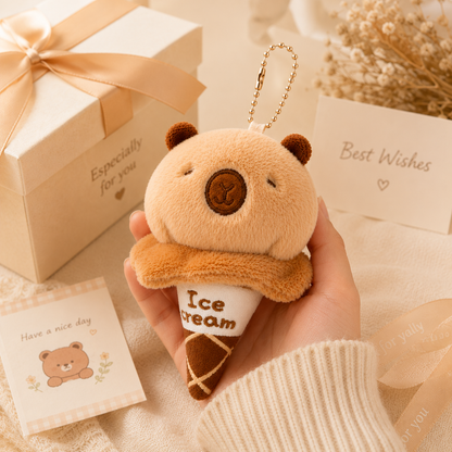 Capybara Ice Cream Plush Keychain