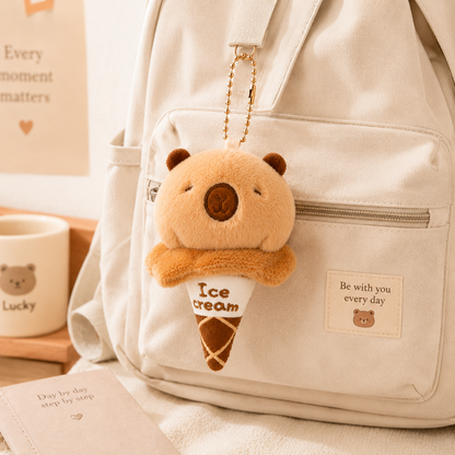 Capybara Ice Cream Plush Keychain
