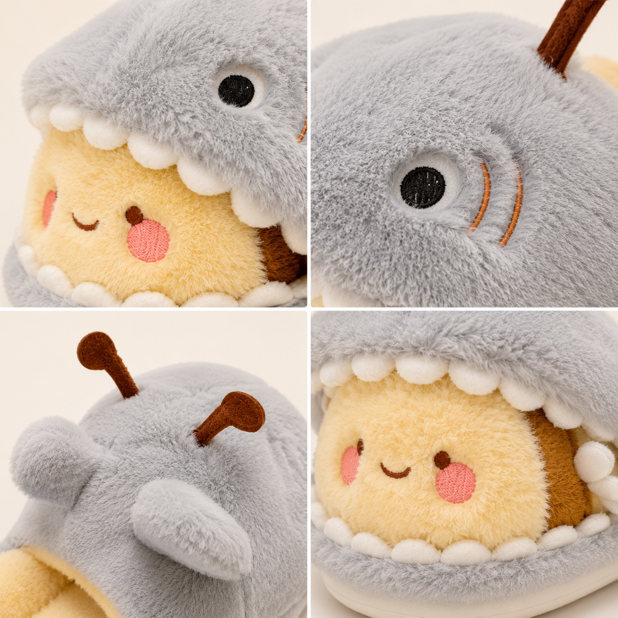 Shark & Bee Plush House Slippers
