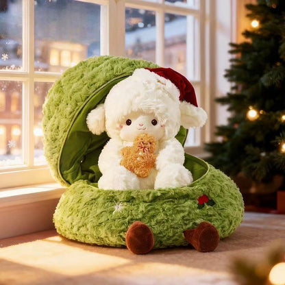 Navidad, árbol de Navidad, peluches, cordero, oso