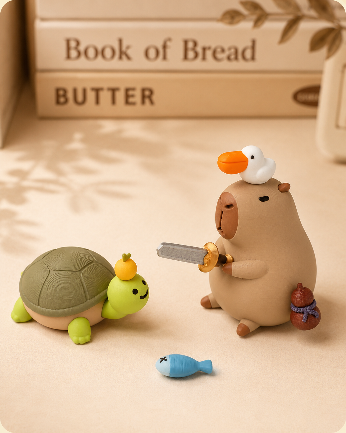 Fishing Capybara Figure – 3D Printed Turtle Fishing Collectible | iBOOP