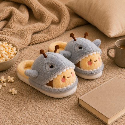Shark & Bee Plush House Slippers