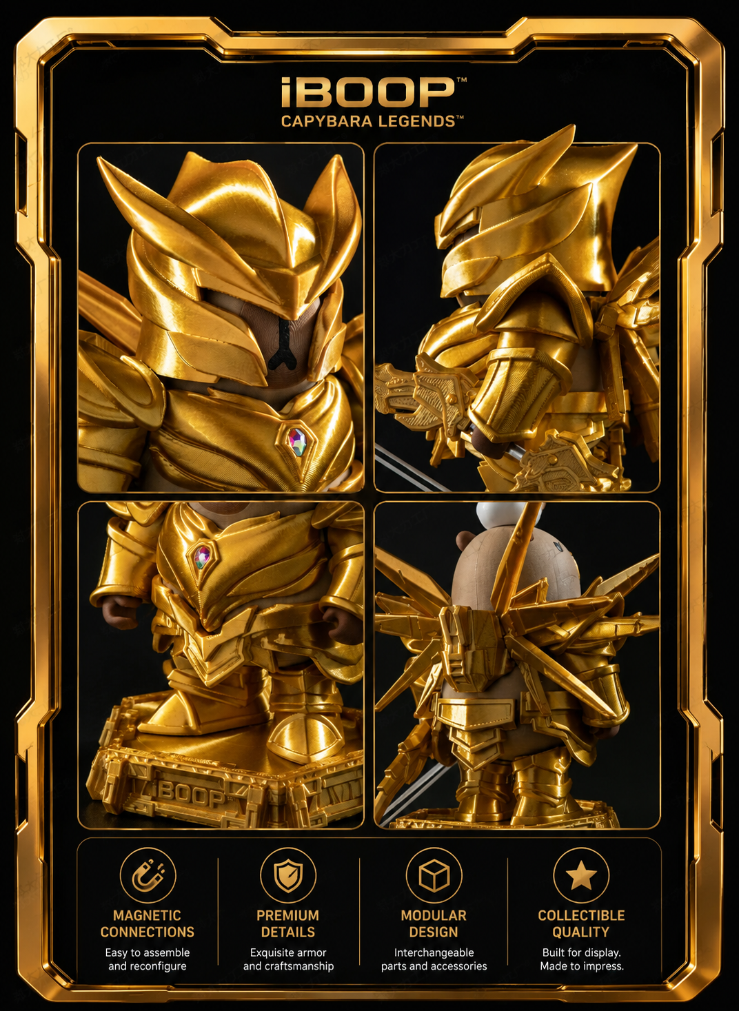 Golden Capybara Knight™ | Magnetic Fantasy Collectible Figure