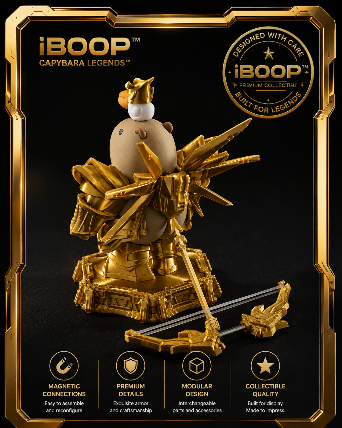 Golden Capybara Knight™ | Magnetic Fantasy Collectible Figure