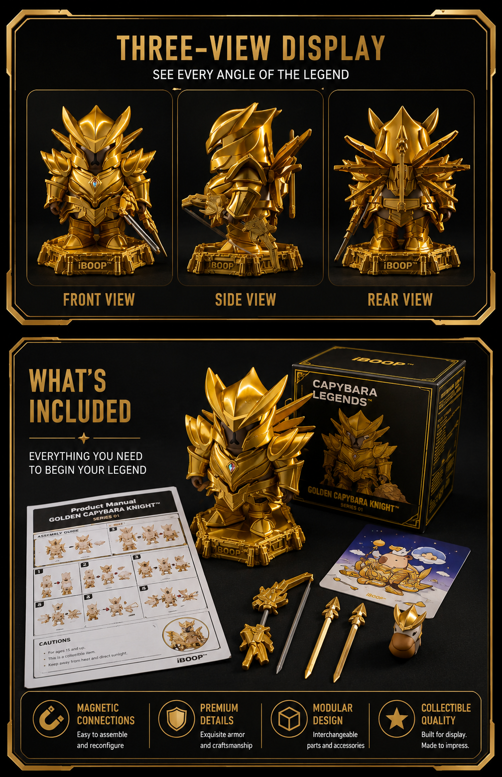 Golden Capybara Knight™ | Magnetic Fantasy Collectible Figure