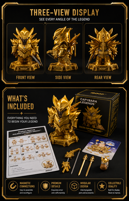 Golden Capybara Knight™ | Magnetic Fantasy Collectible Figure