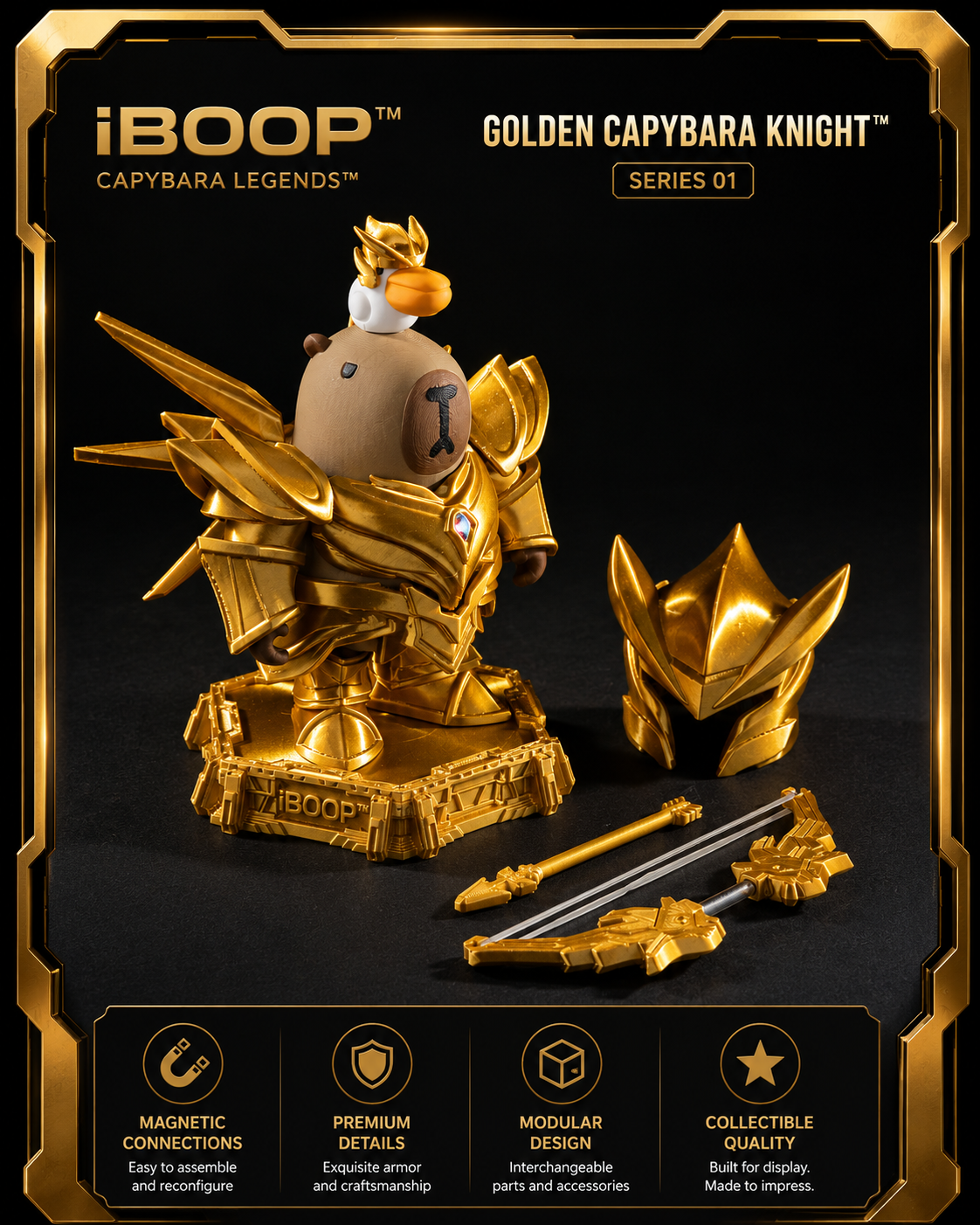 Golden Capybara Knight™ | Magnetic Fantasy Collectible Figure
