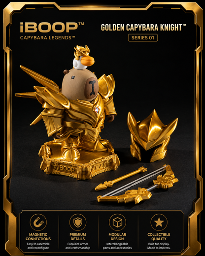 Golden Capybara Knight™ | Magnetic Fantasy Collectible Figure