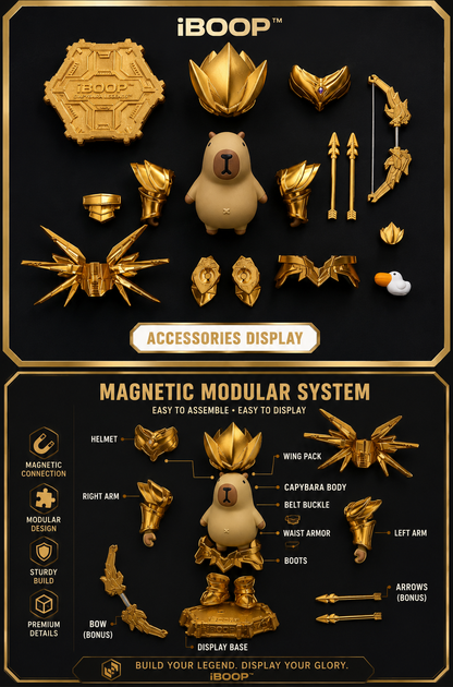 Golden Capybara Knight™ | Magnetic Fantasy Collectible Figure