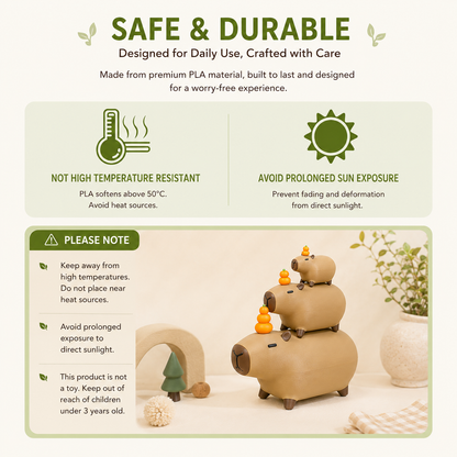 Magnetic Nesting Capybara Set – Handmade 3D Printed Collectible Desk Decor (3 Sizes)