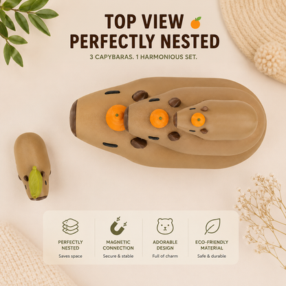 Magnetic Nesting Capybara Set – Handmade 3D Printed Collectible Desk Decor (3 Sizes)