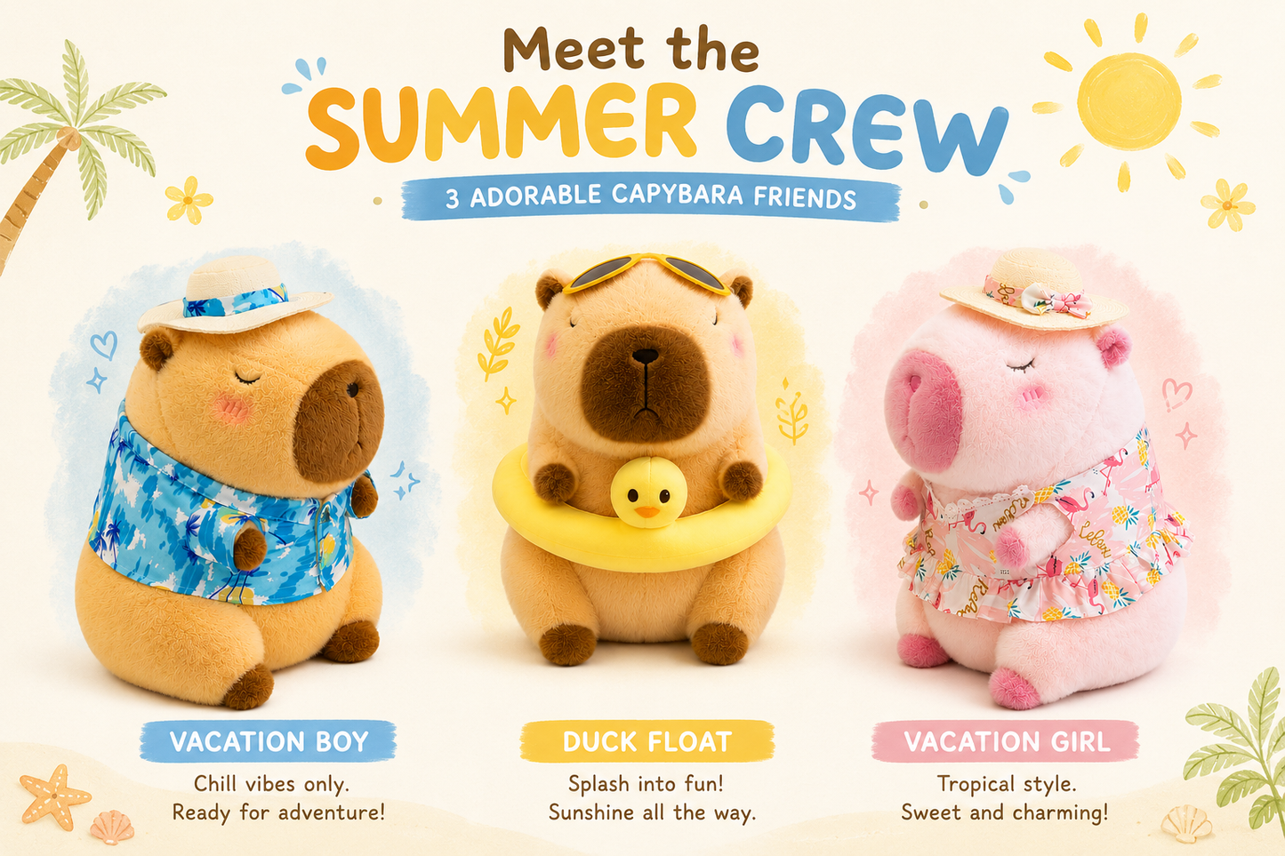Summer Capybara Plush Collection