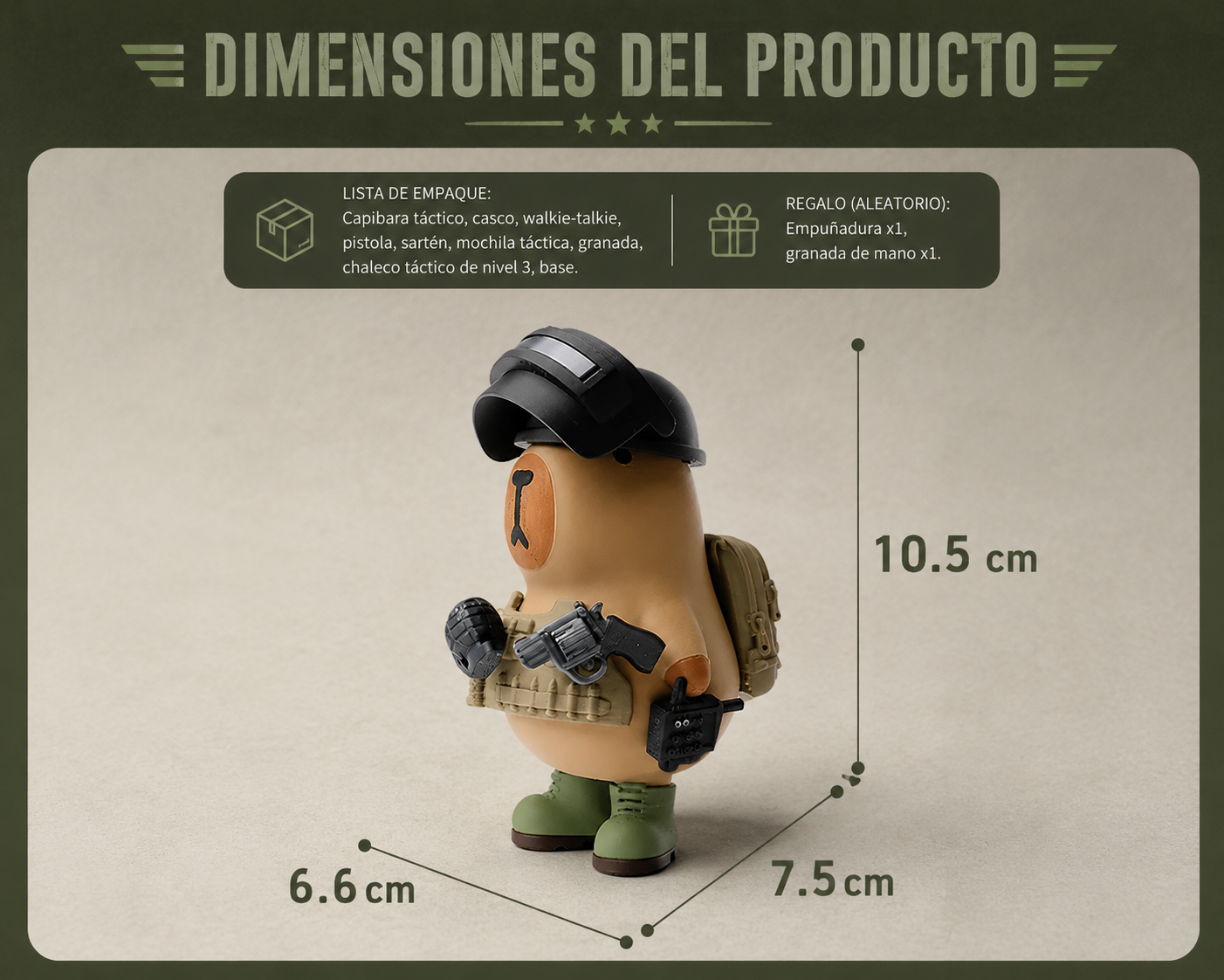 Capibara Fuerzas Especiales 3D Impresa – Figura Táctica Inspirada en Battle Royale con Accesorios Intercambiables | iBOOP