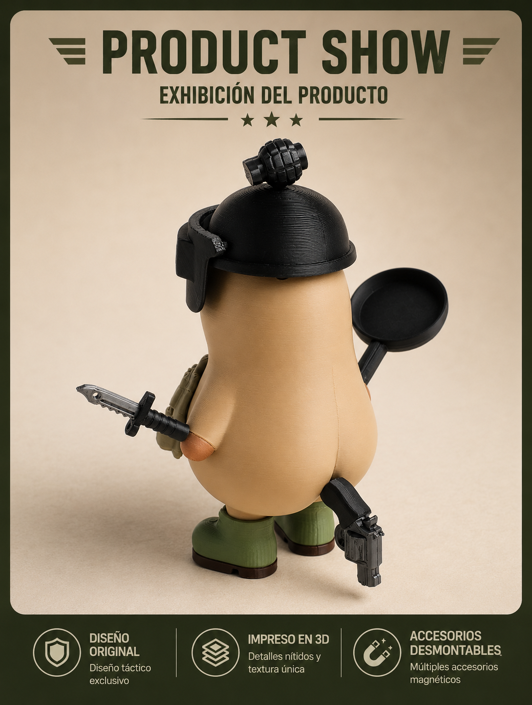 Capibara Fuerzas Especiales 3D Impresa – Figura Táctica Inspirada en Battle Royale con Accesorios Intercambiables | iBOOP