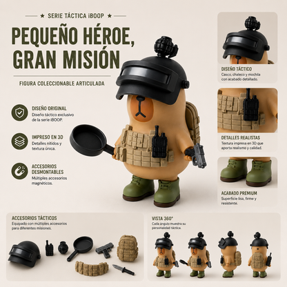 Capibara Fuerzas Especiales 3D Impresa – Figura Táctica Inspirada en Battle Royale con Accesorios Intercambiables | iBOOP