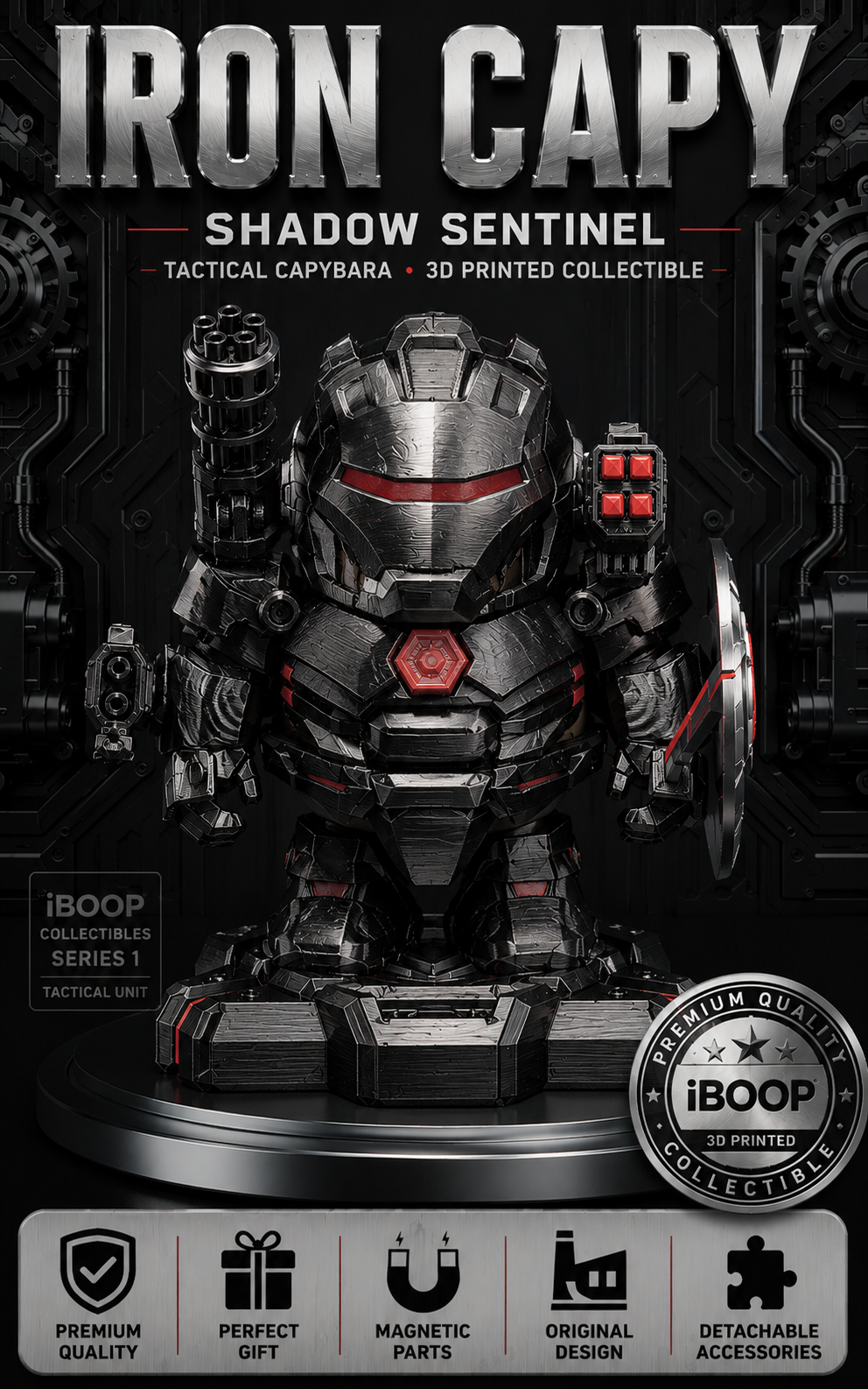Tactical Capybara 3D Printed Figure | Dark Armor Collectible – iBOOP