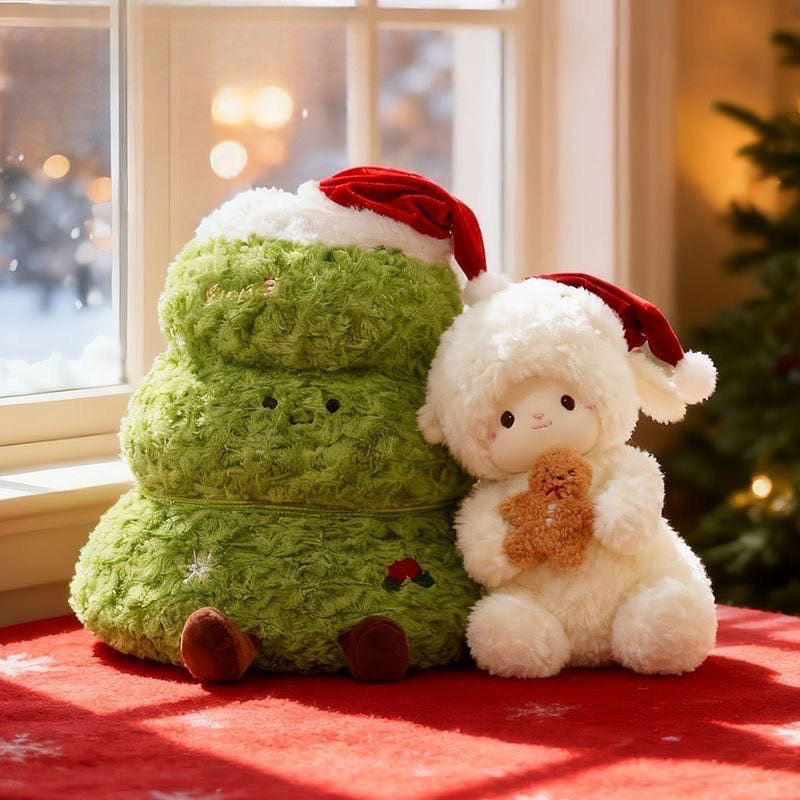 Navidad, árbol de Navidad, peluches, cordero, oso