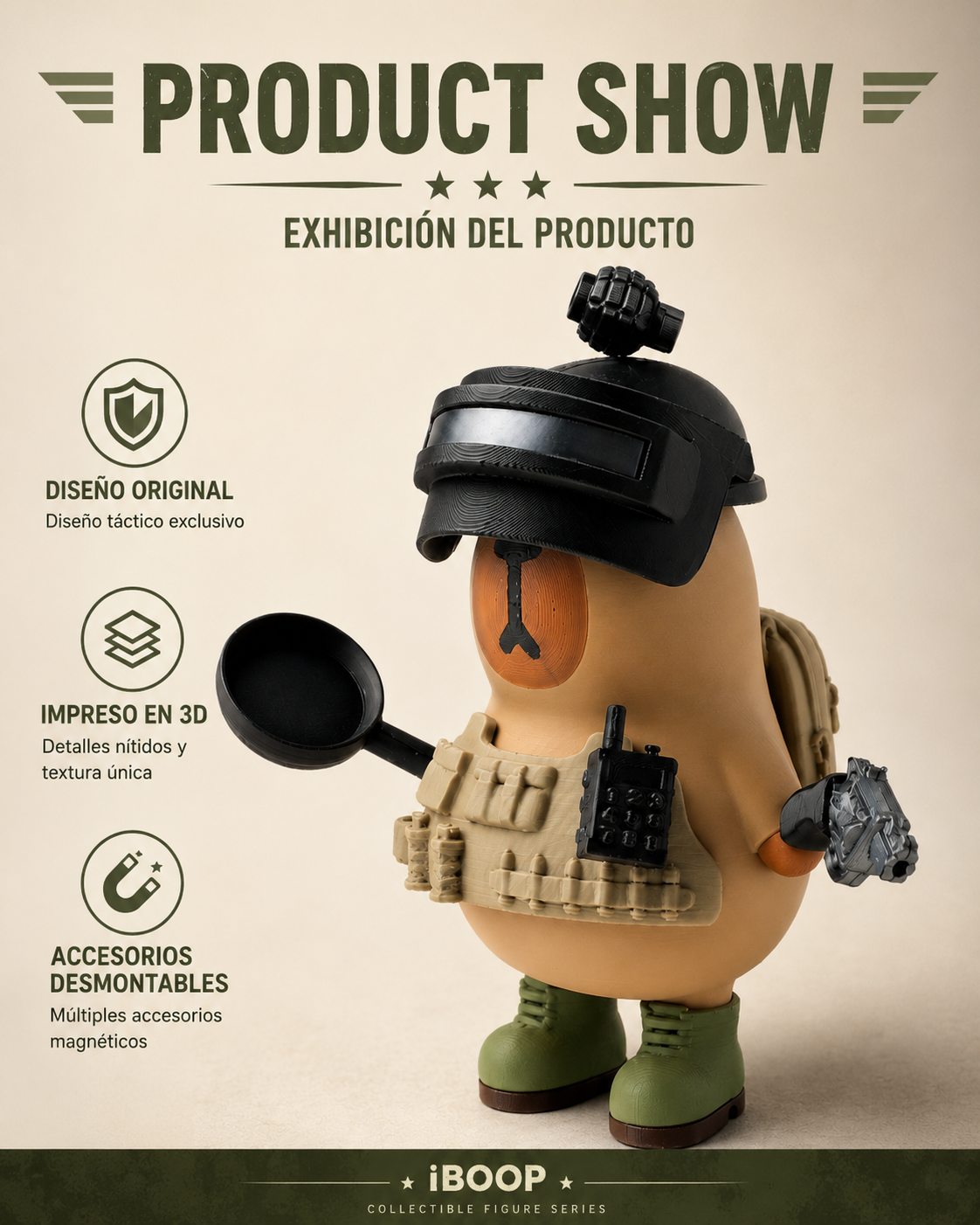 Capibara Fuerzas Especiales 3D Impresa – Figura Táctica Inspirada en Battle Royale con Accesorios Intercambiables | iBOOP