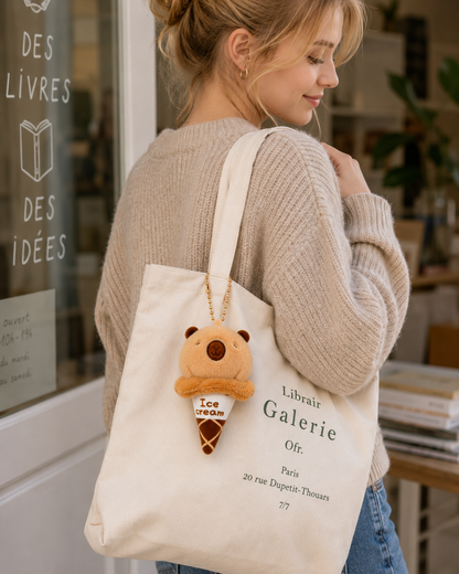 Capybara Ice Cream Plush Keychain