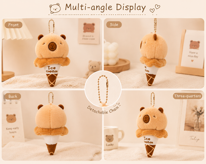 Capybara Ice Cream Plush Keychain