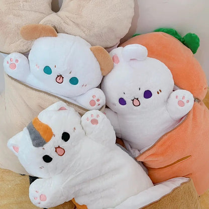 Cat, dog and rabbit plush, 2 in 1 stuffed animals